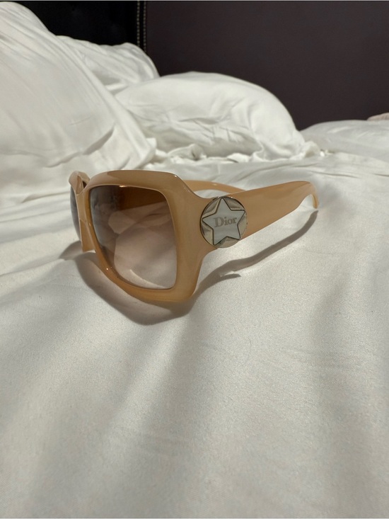Dior Accessories - Authentic Vintage Dior Oversized Peach-Beige Square Sunglasses with Star Logo